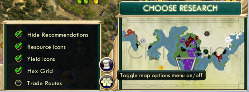 Civilization V Basics option todisplay the income of all tiles