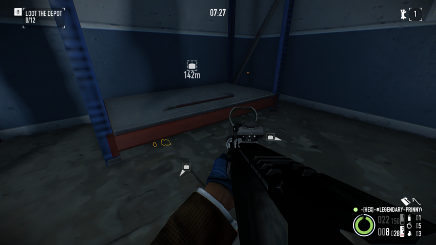 Crowbar on a metal shelf at the bottom of the stairs in Payday 2 Shadow Raid Heist