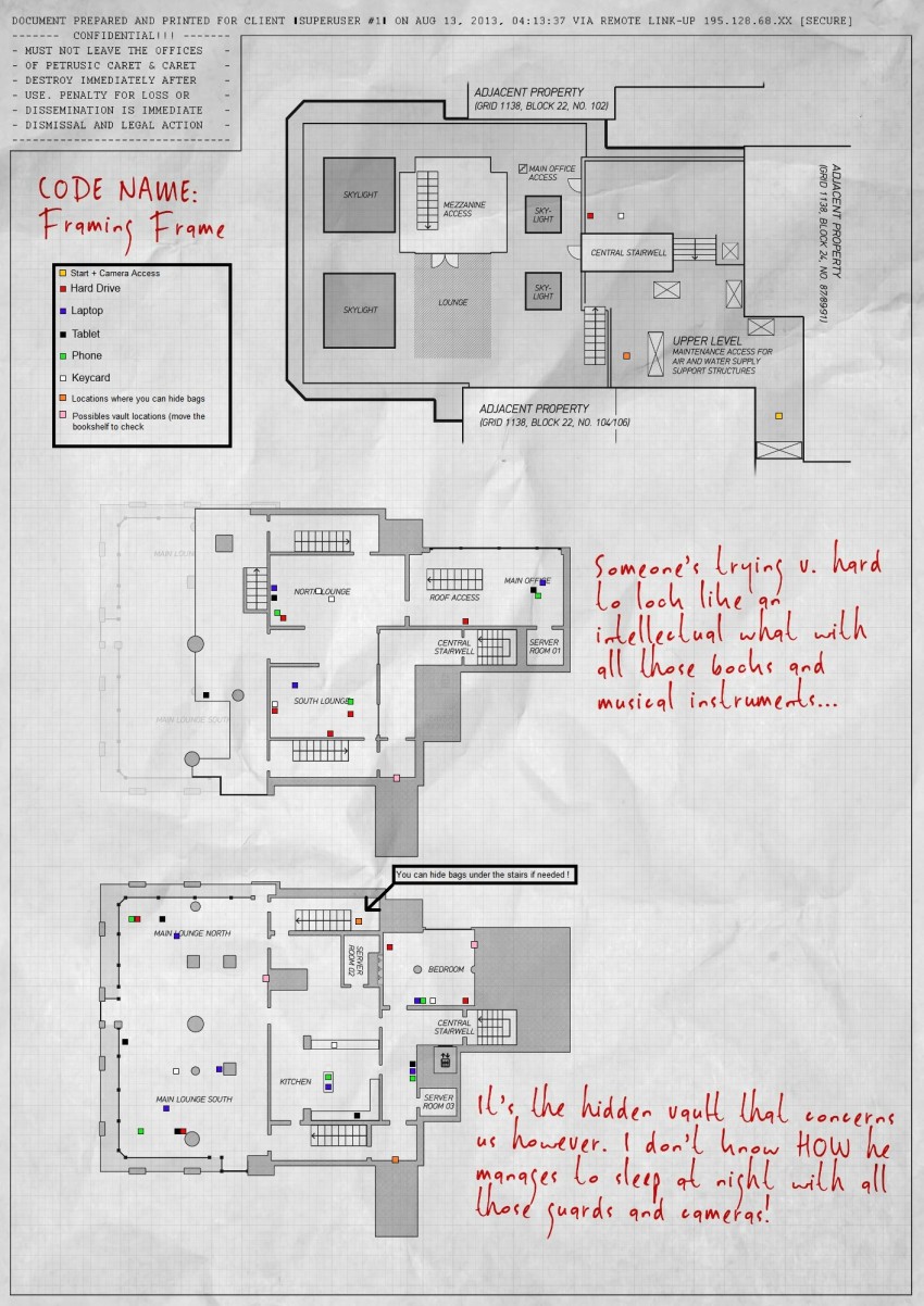 Map of the Framing Frame day 3 Payday 2 heist. Especially useful when you want to completed this heist on stealth.