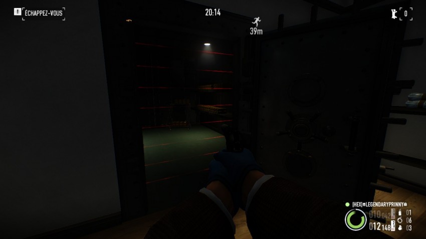 Lasers in the vault room. You need to disable the lasers if you want to take the gold out of the vault. You dont need to though, your escape is already available at this point.