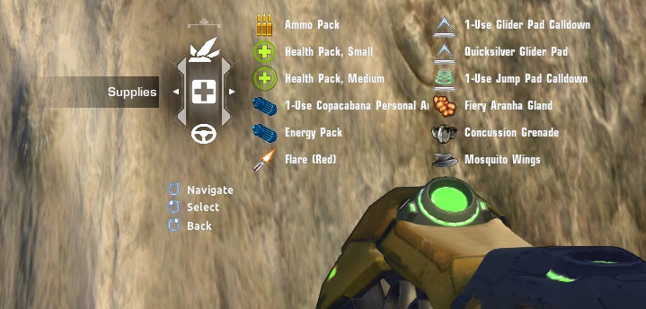 The calldowns menu in the game Firefall
