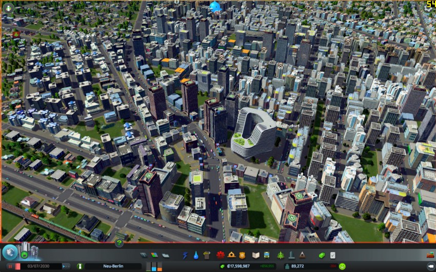 Cities Skylines with the graphic settings detaills on high.