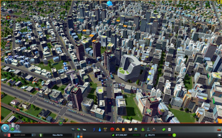 Cities Skylines with the graphic settings detaills on medium.