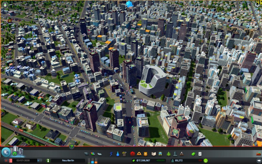 Cities Skylines with the graphic settings detaills on very high.