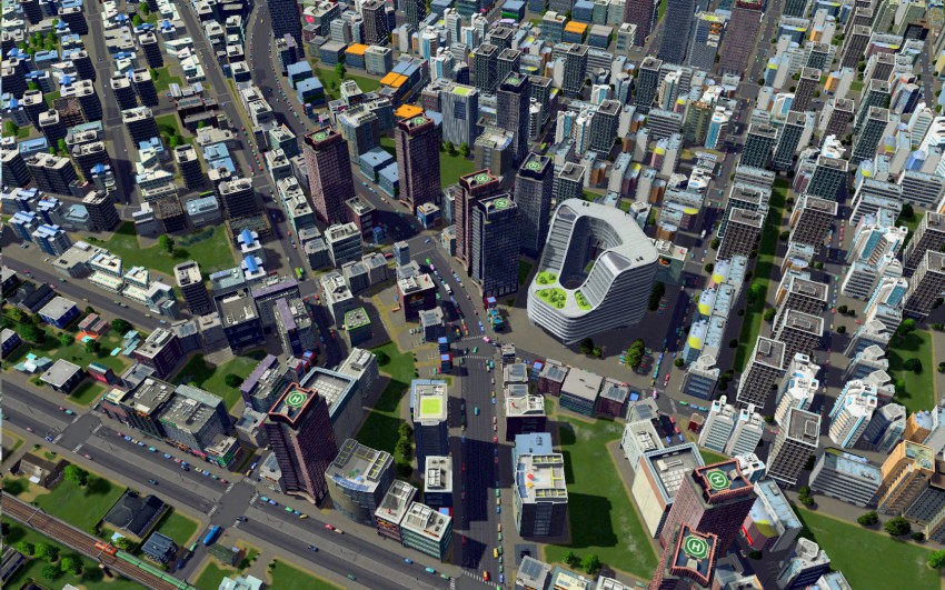 Cities Skylines with the graphic settings shadow distance short.