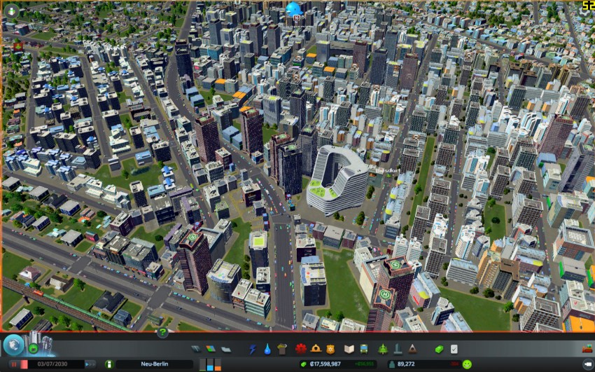 Cities Skylines with the graphic settings shadows disabled.