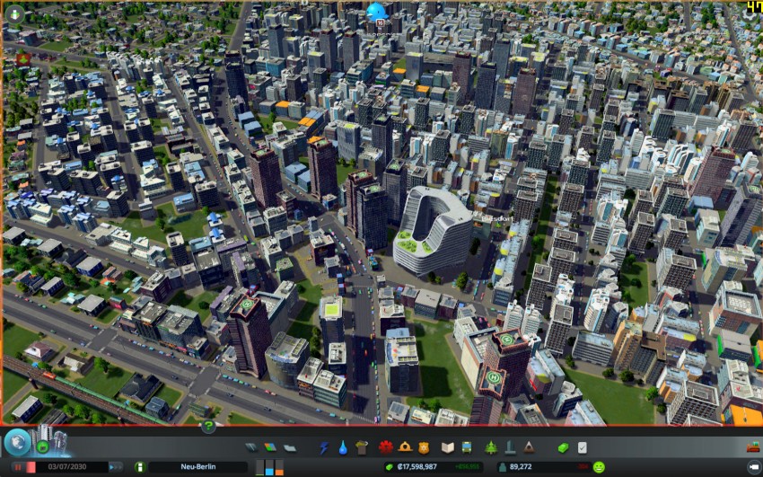 Cities Skylines with the graphic settings shadows quality on high.