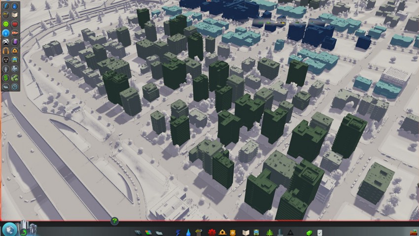 In Cities Skylines your residences can level. Low level buildings are white and high level buildings are dark green.