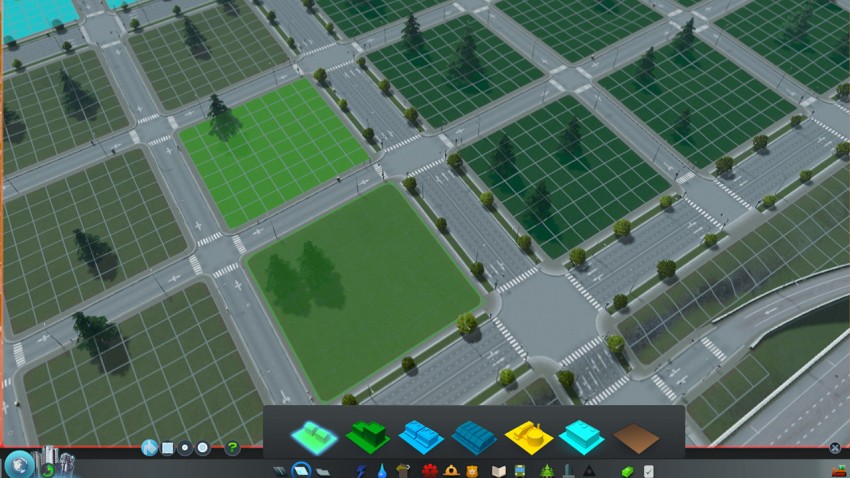 Zoning can only be achieved on the white squares that appear next to roads. 